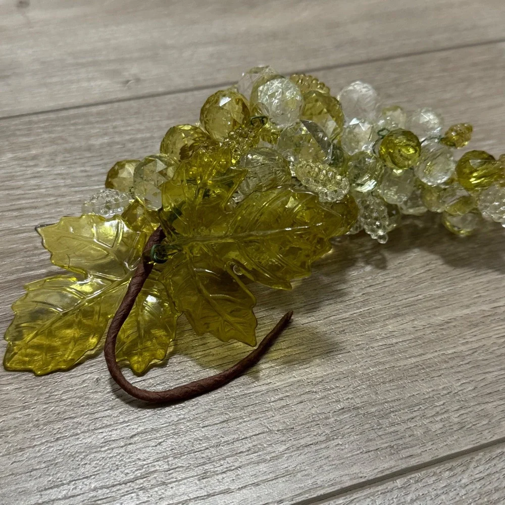 Vintage Green lucite Faceted‎ Acrylic Grape Clusters MCM Decor Set of 2